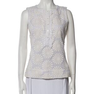 Tory Burch White Sleeveless Floral Top